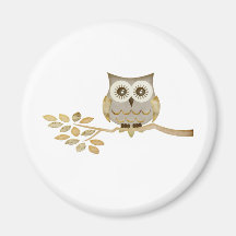 Wide Eyes Owl in Tree Refrigerator Magnet