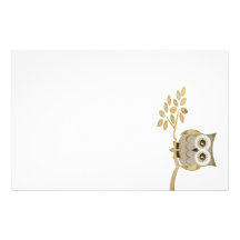 Wide Eyes Owl in Tree Stationery