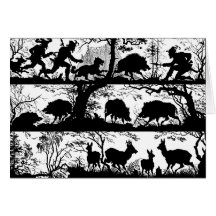 Wild Boar and Deer German Silhouette Cutouts Card