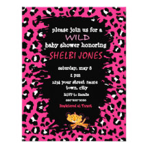 wild cheetah HOT PINK baby shower invitations!