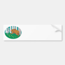 Wild Dog Wolf Fighting Grizzly Bear Bumper Sticker