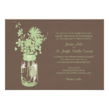 Wild flowers & Mason Jar Wedding Invitations