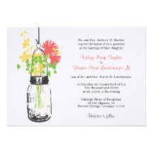 Wild flowers & Mason Jar Wedding Invitations