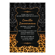 Wild Leopard & Fancy Damask Bachelorette Party Invites