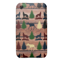 Wild Moose Wolf Wilderness Mountain Cabin Rustic iPhone 3 Covers
