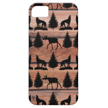 Wild Moose Wolf Wilderness Mountain Cabin Rustic iPhone 5 Covers