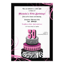 Wild Night Birthday Cake Invitation