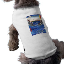 Wild sea breaking on the rocks, Hiroshige Doggie T Shirt