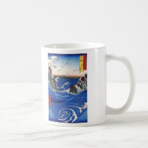 Wild sea breaking on the rocks, Hiroshige Mugs