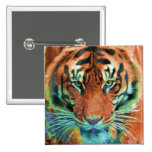 Wild Tiger Reflection Big Cat Wildlife Art Pins