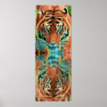Wild Tiger Reflection Big Cat Wildlife Art Poster