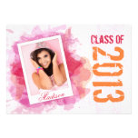 Wild Watercolor Splash Graduation Flat Card invitations