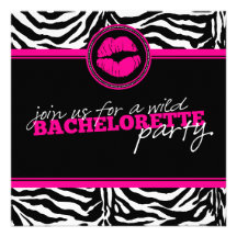 Wild Zebra Fun Bachelorette Party Invitation