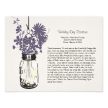 Wildflowers & Mason Jar Wedding Directions Custom Invitation