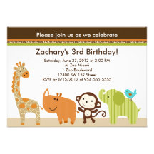 Wildlife Animals Jungle Birthday Invitation