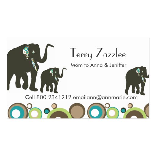 Wildlife Jungle Mummy Elephant  Safari Business Card Template
