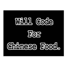 will code for chinese food post cards