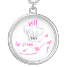 Will Cook for Shoes - pink Custom Necklace