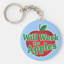 Will Work for Apples Key Chain