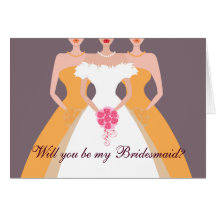 Will you be my Bridesmaid? Bridal Party (orange) Greeting Cards