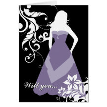 will you be my bridesmaid? : flowered silhouette : card