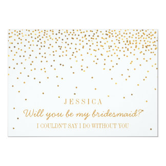 Will You Be My Bridesmaid? Vintage Gold Confetti 13 Cm X 18 Cm Invitation Card