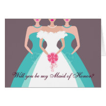 Will you be my Maid of Honour? Bridal Party (pool) Card