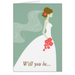Will You Be My Maid of Honour? Green Brown Card