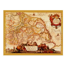 Willem Blaeu Old Rhinelands Map Historic Postcard