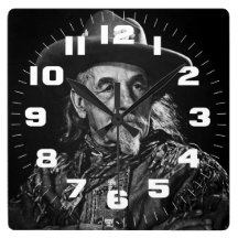 William Buffalo Bill Cody Vintage Portrait Square Wall Clocks