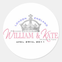 William & Kate Royal Wedding Round Sticker