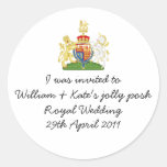 William & Kate's jolly posh Royal wedding badge Round Stickers