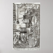 Winch for getting water from a mine posters