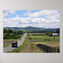 Wind turbines installed on mountain print