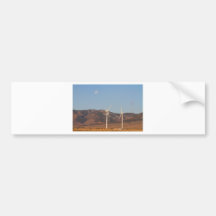 Wind Turbines with a Full Moon and Blue Skies Bumper Sticker