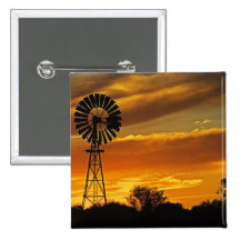 Windmill and Sunset, William Creek, Oodnadatta Pinback Button