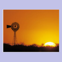 Windmill at sunset, Sinton, Texas, USA postcards