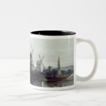 Windmills by a River, 19th century Coffee Mug