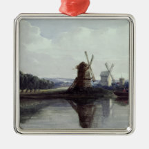 Windmills by a River, 19th century Christmas Tree Ornaments