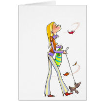 Windy Walking Women Notecard