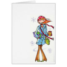 windy winter women notecard