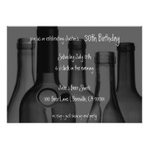 Wine and Beer Bottle Birthday Party Invitations