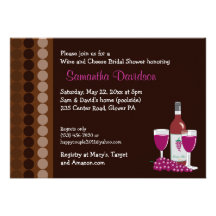 Wine and Cheese Party 5x7 Bridal Shower Invite