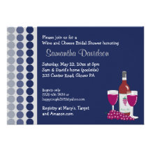 Wine and Cheese Party 5x7 Bridal Shower Invite