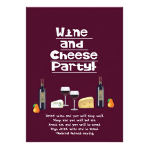 Wine and Cheese Party-Cheese, Wine Bottles, Fruit Personalised Invite