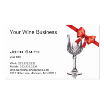 Wine Glass and Red Ribbon business card