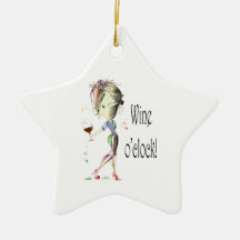 Wine o'clock! Humourous Wine saying gifts Christmas Ornament