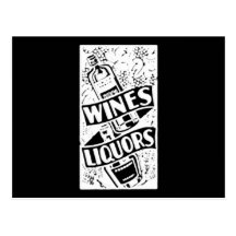 Wines & Liquors White Postcards