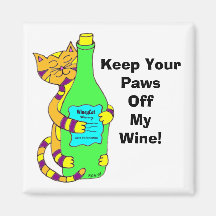 WineyCat "Keep Your Paws Off My Wine" Refrigerator Magnet