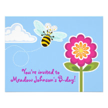 Wing-Nutz™_Bumble Bee_ sweet  & fun B-day Party Custom Invitations